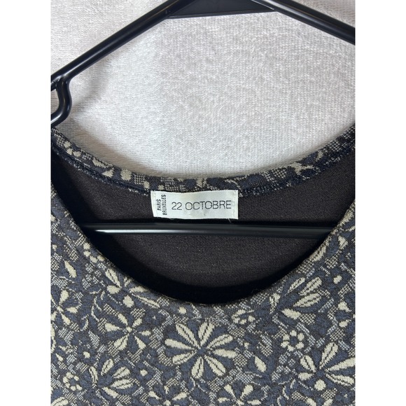 22 OCTOBRE Paris Bruxelles Floral Knit Sleeveless Shift Dress navy size 2 09605 - Picture 7 of 8